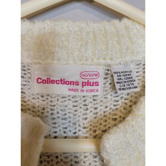 Vintage Collections Plus Womens Open Cardigan Size Large Ivory Pockets - Picture 7 of 9